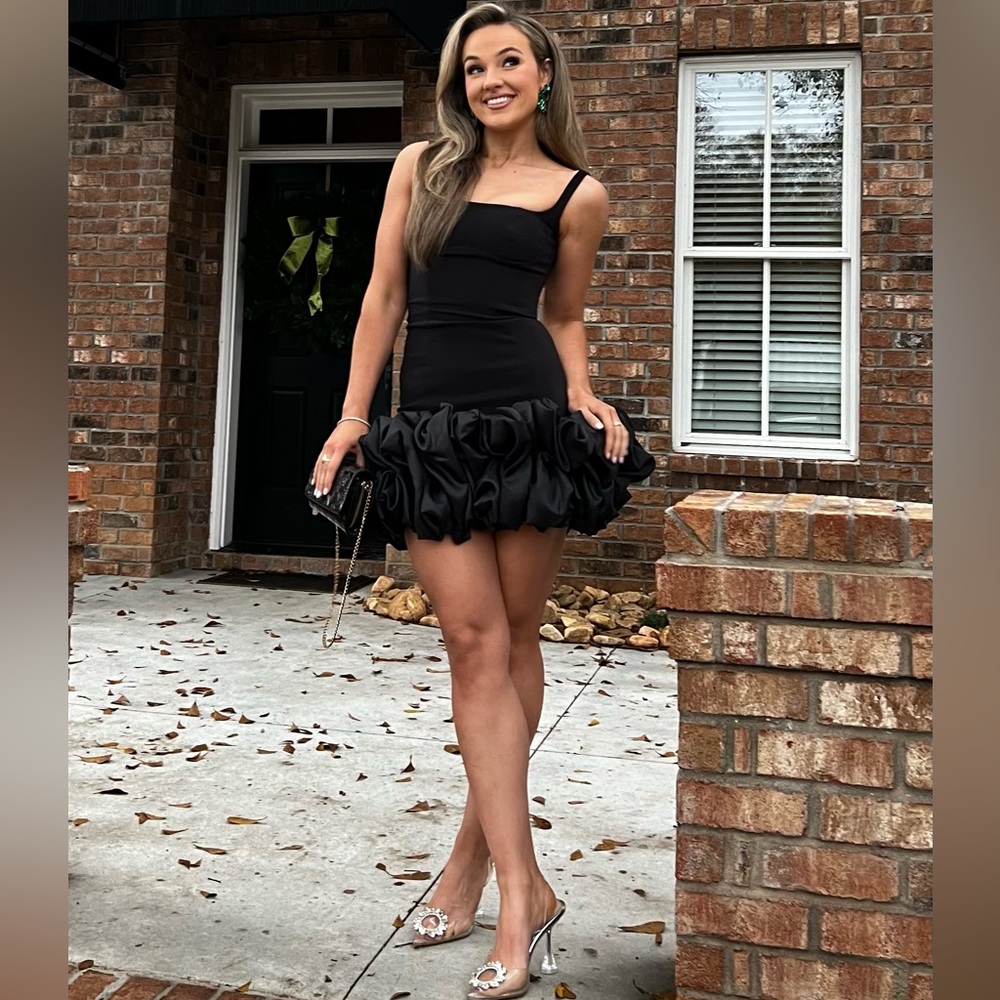 House of CB Black Mini Dress with Ruffle Hem
